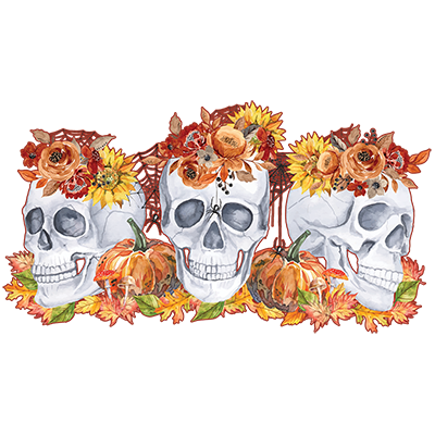 #155 Halloween Floral Skulls