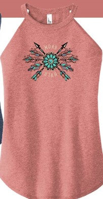 Boho Feathers Concho Ladies' Tank