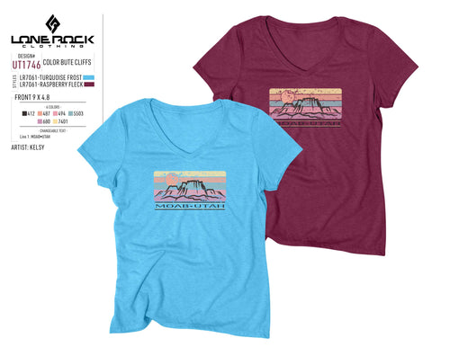 Color Butte Cliffs Ladies' V-Neck